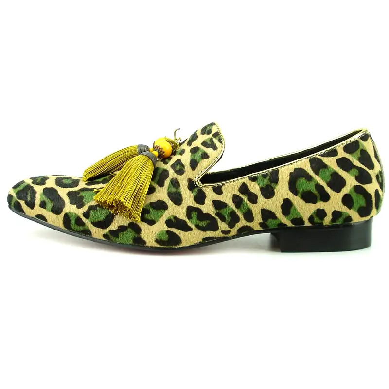 FI-7254 Leopard Pony Hair Slip On With Tassel Fiesso by Aurelio Garcia