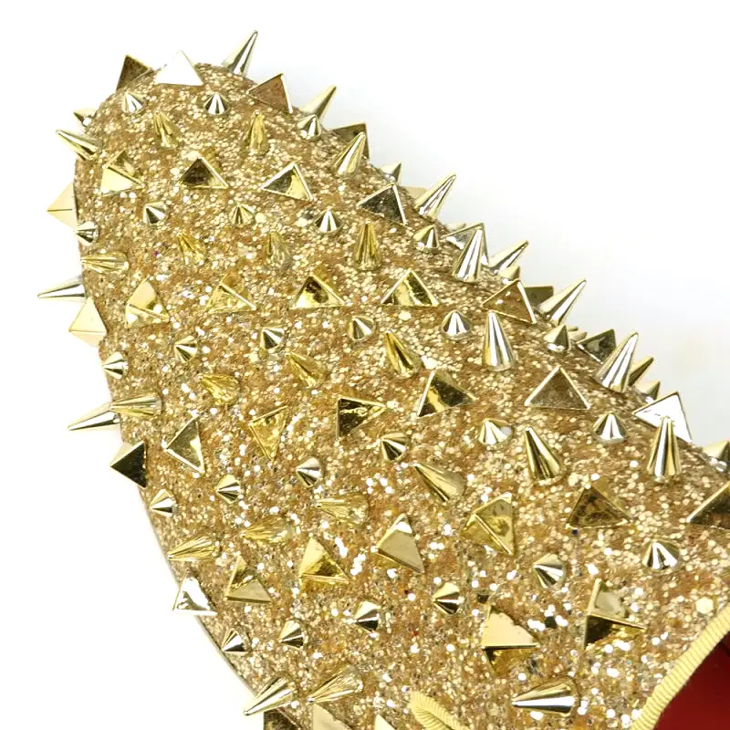 FI-7517 Gold Glitter Gold Spikes Slip on Loafer Fiesso by Aurelio Garcia