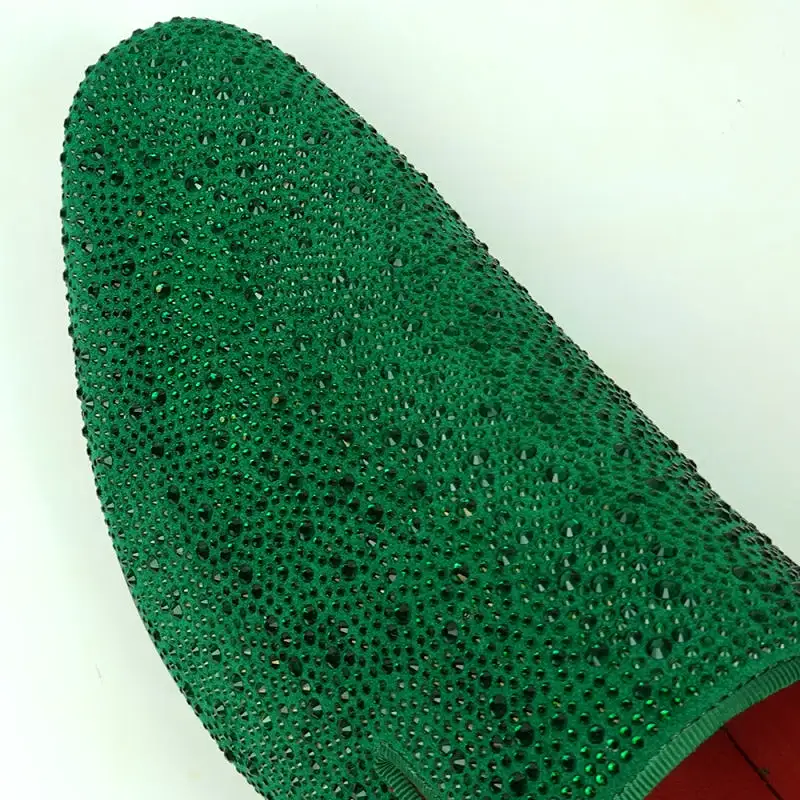 FI-7525 Green Suede Green Rhinestones Slip on Loafer Fiesso by Aurelio Garcia