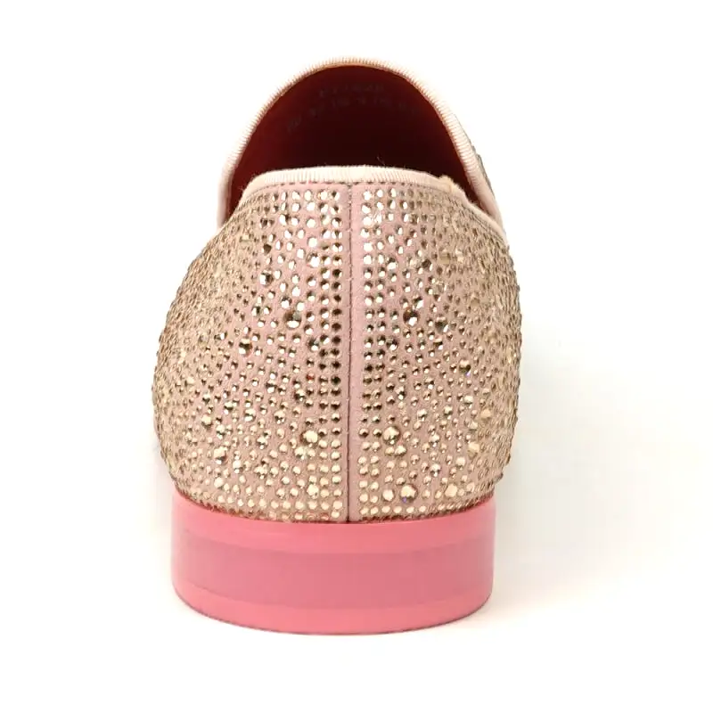 FI-7525 Pink Suede Pink Rhinestones Slip on Loafer Fiesso by Aurelio Garcia