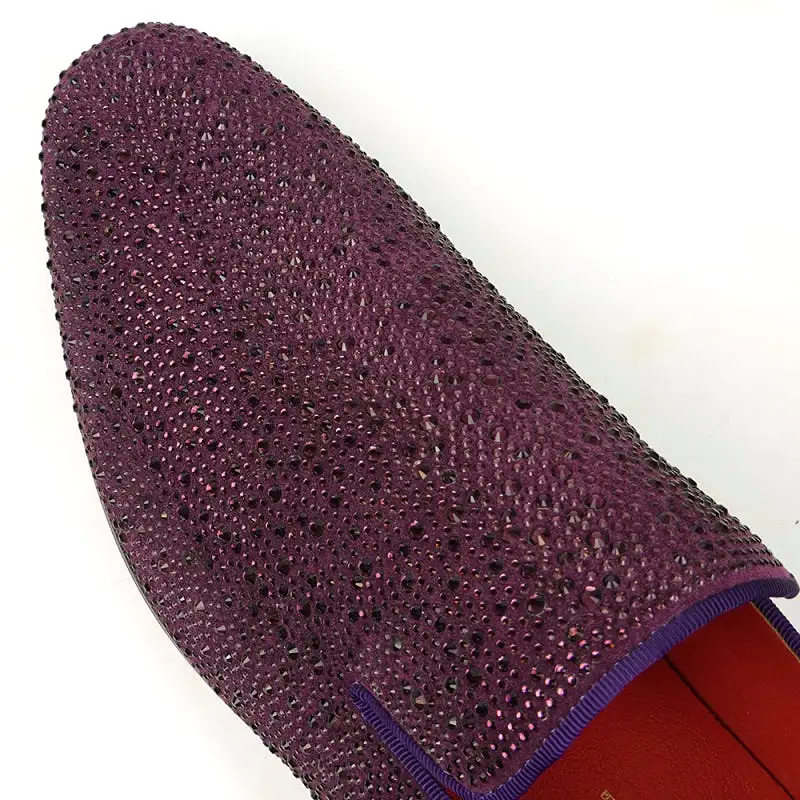 FI-7525 Purple Suede Purple Rhinestones Slip on Loafer Fiesso by Aurelio Garcia