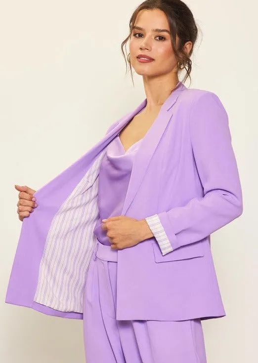 FINAL SALE - Lavender Striped Lining Welt Pocket Blazer