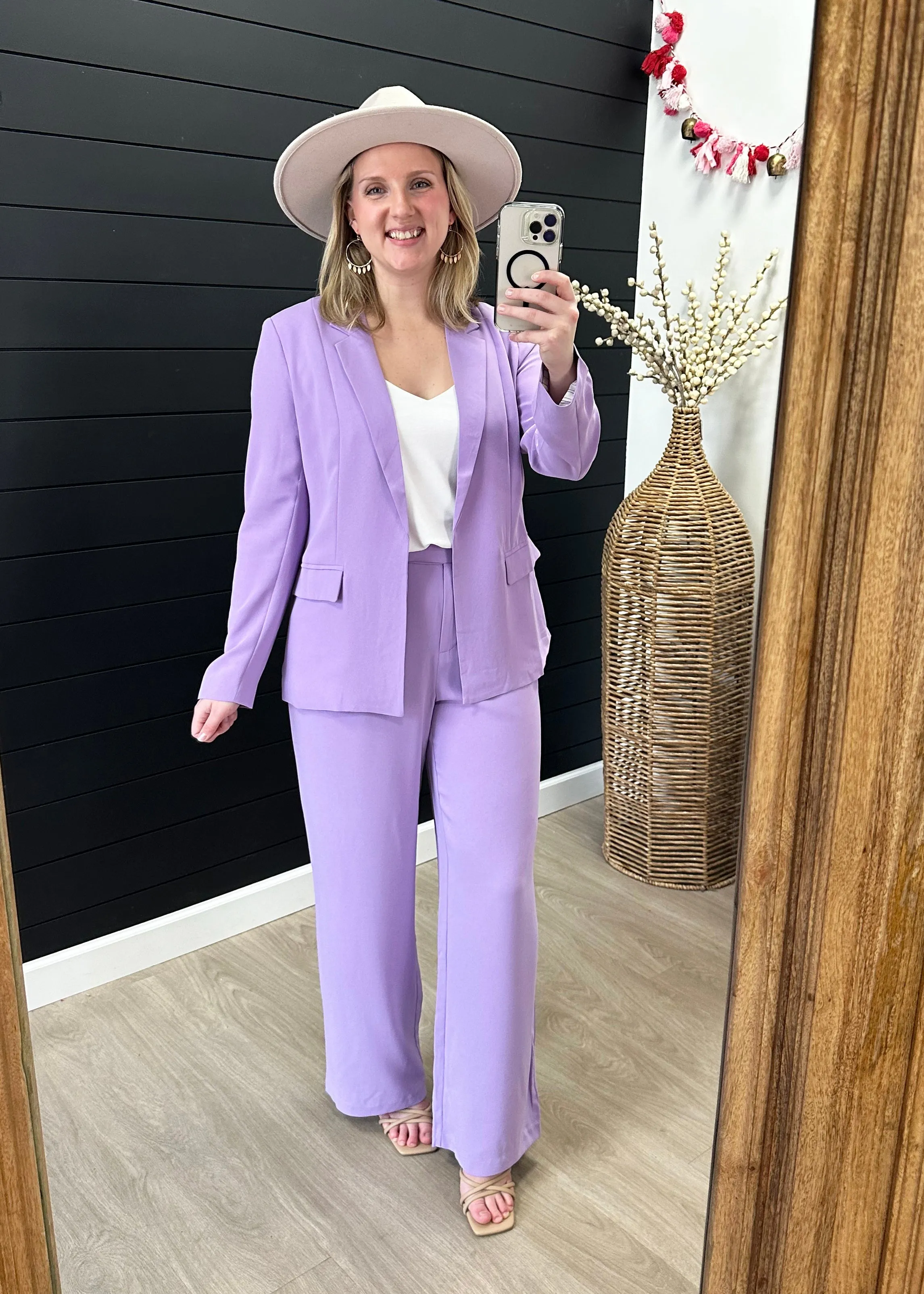 FINAL SALE - Lavender Striped Lining Welt Pocket Blazer