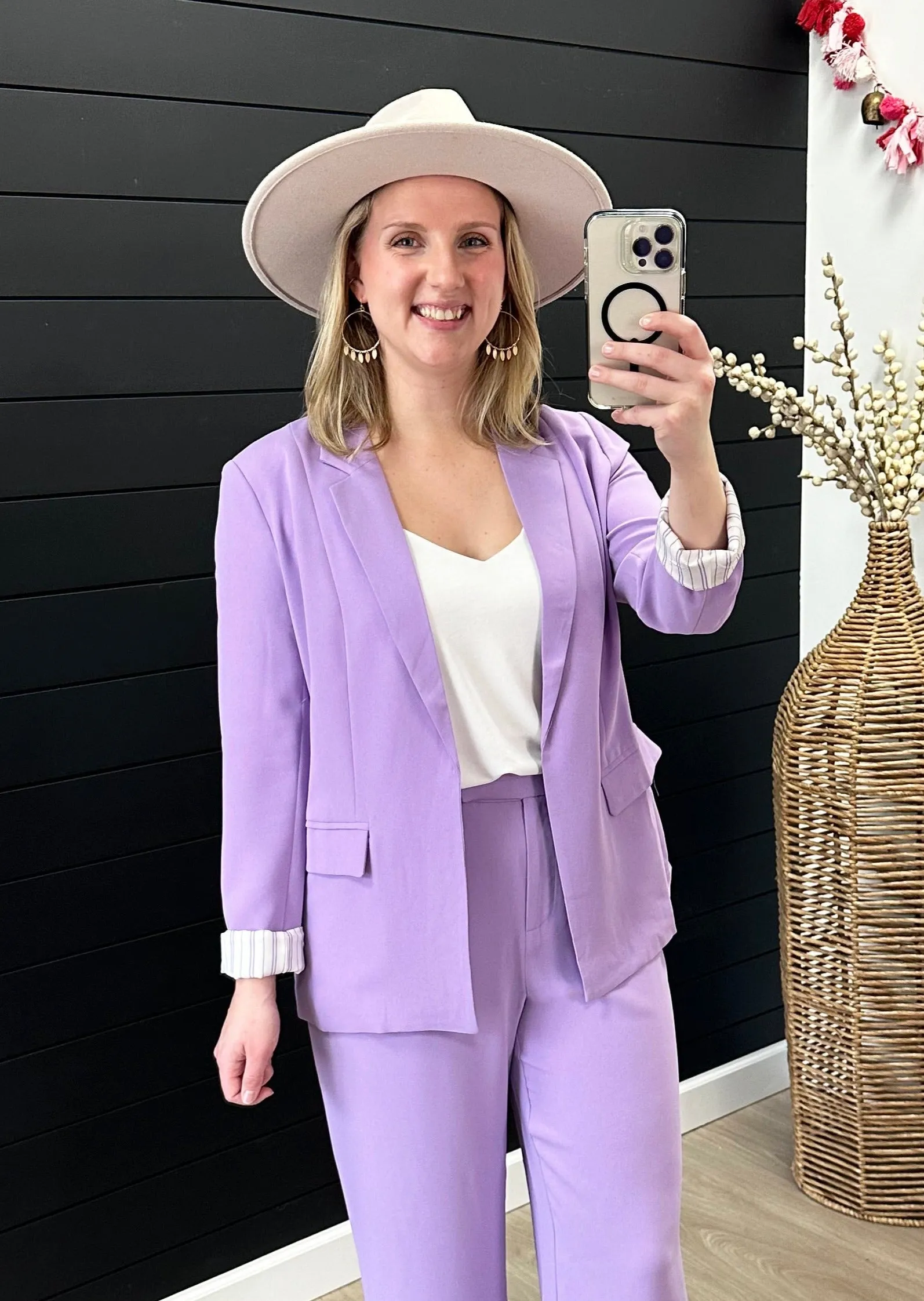 FINAL SALE - Lavender Striped Lining Welt Pocket Blazer