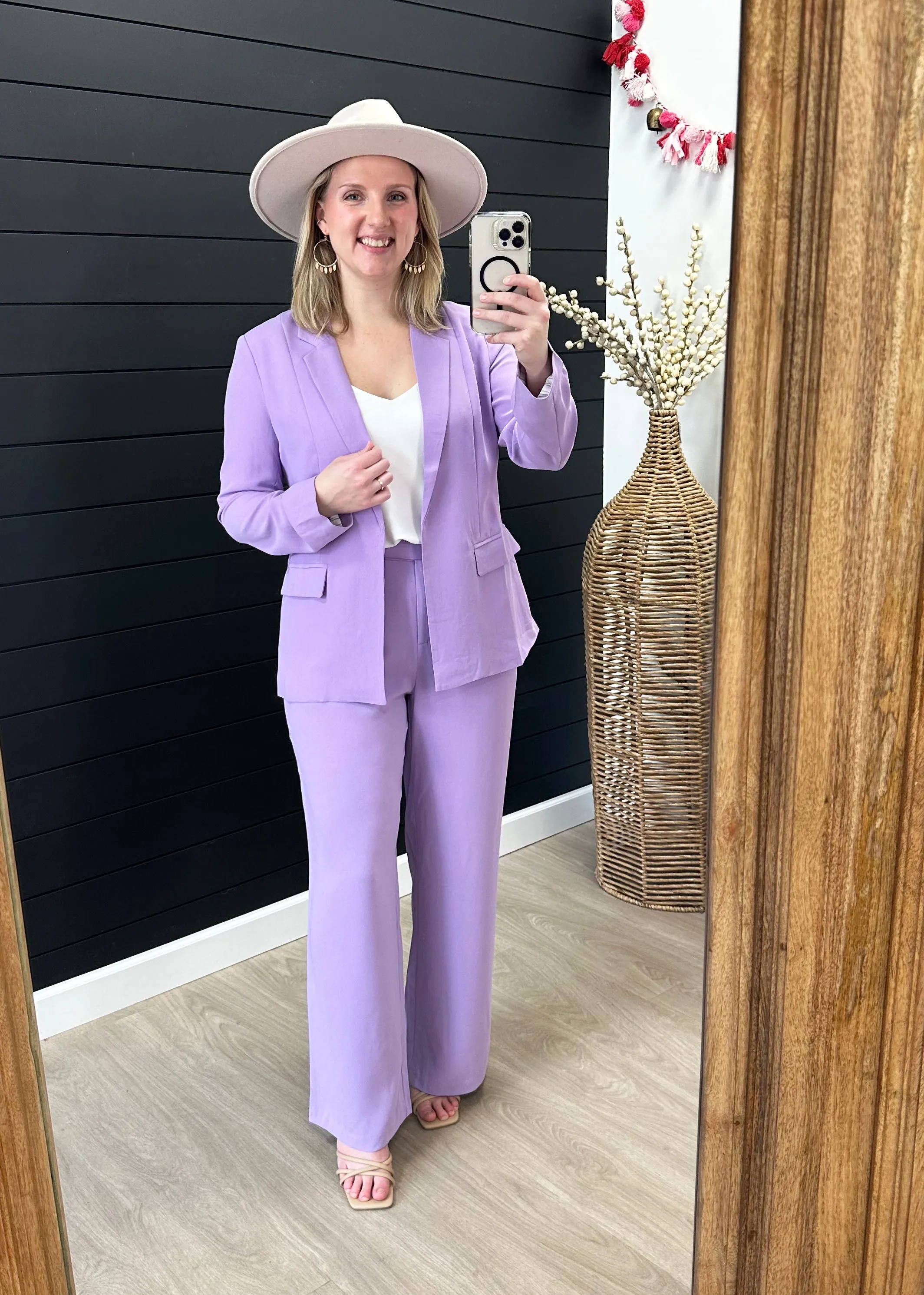 FINAL SALE - Lavender Striped Lining Welt Pocket Blazer