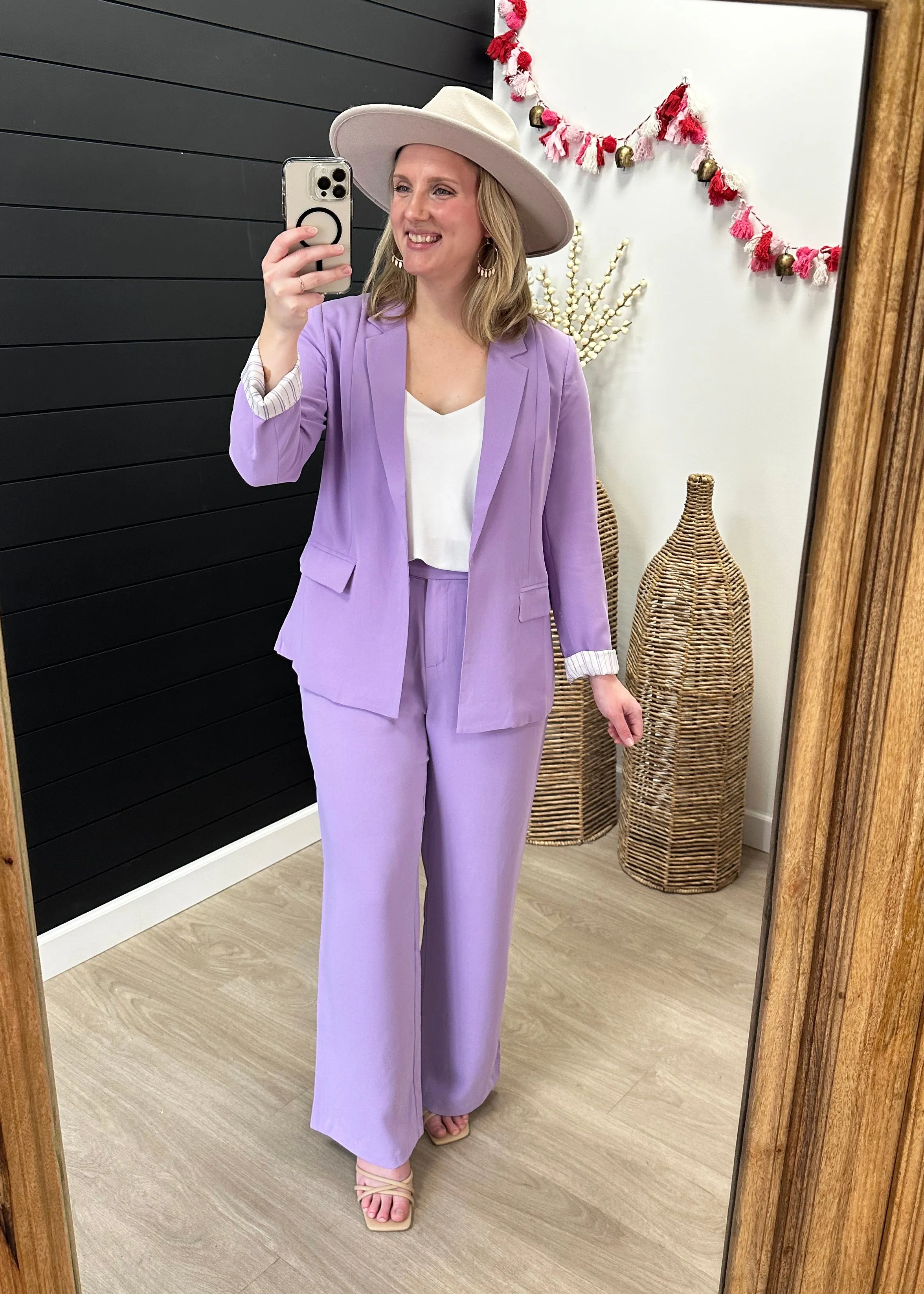 FINAL SALE - Lavender Striped Lining Welt Pocket Blazer