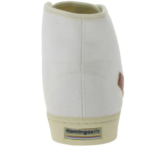 FLAMINGOS LIFE El Camino high-top sneakers fair and sustainable everyday shoes made of canvas made in Spain white/red