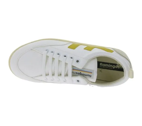 FLAMINGOS LIFE Roland V.3 women s city shoes vegan leisure sneakers Made in Spain white/yellow