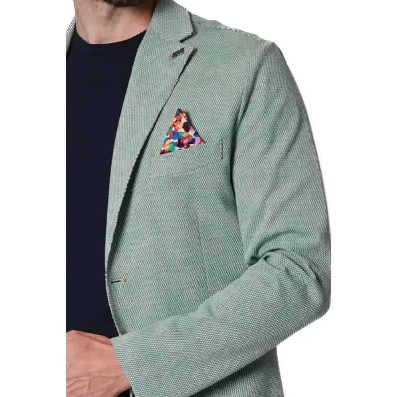 GIACCA BLAZER IN MISTO COTONE STRETCH, VERDE