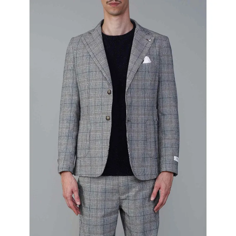 GIACCA BLAZER IN PRINCIPE DI GALLES, GRIGIO