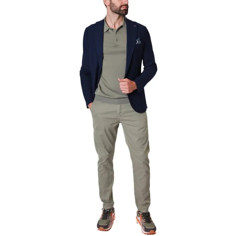 GIACCA BLAZER MONOPETTO IN MISTO COTONE STRETCH, BLU