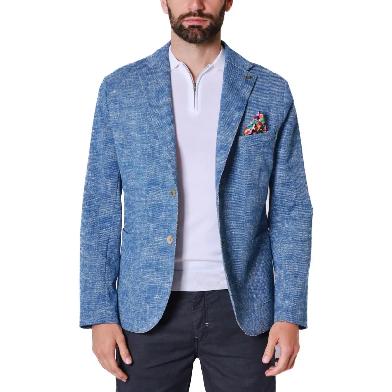 GIACCA BLAZER MONOPETTO IN MISTO COTONE STRETCH, BLUETTE