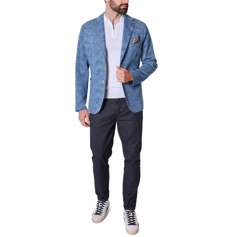 GIACCA BLAZER MONOPETTO IN MISTO COTONE STRETCH, BLUETTE