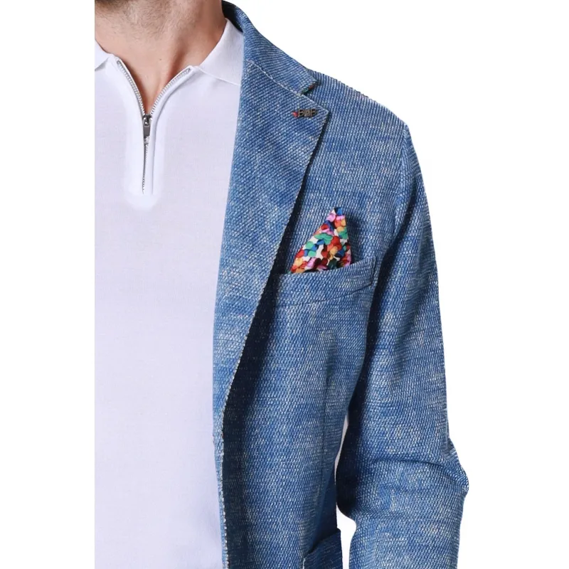 GIACCA BLAZER MONOPETTO IN MISTO COTONE STRETCH, BLUETTE