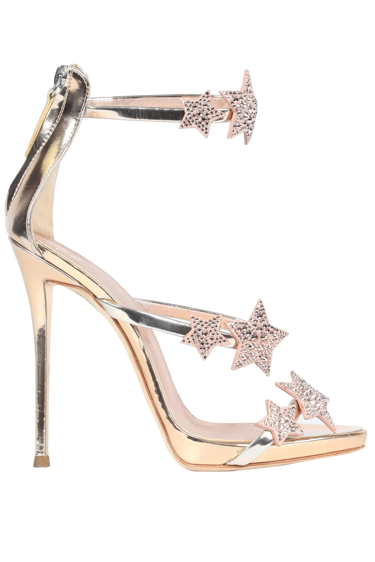 GIUSEPPE ZANOTTI METALLIC CRYSTAL AND LEATHER SANDALS EU 38 UK 5 US 8