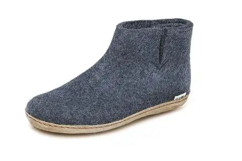 Glerups - Slipper Boot Leather Sole Denim