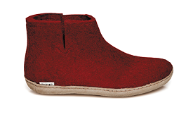 Glerups - Slipper Boot Leather Sole Red