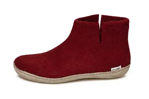 Glerups - Slipper Boot Leather Sole Red