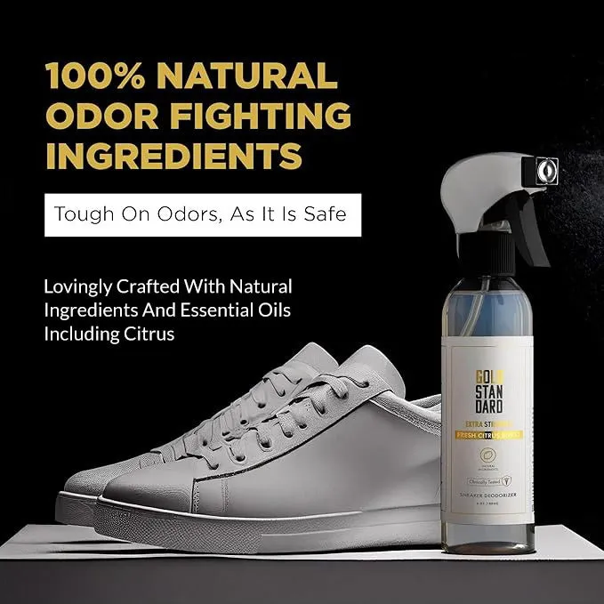 Gold Standard Natural Shoe Deodorizer Spray - 6 Oz. Shoe Odor Eliminator Spray - Shoes Smell Remover Provides Extra Strength & L