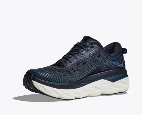 Hoka Men’s Bondi 7 Athletic Shoes-Navy/White **Wide Width**