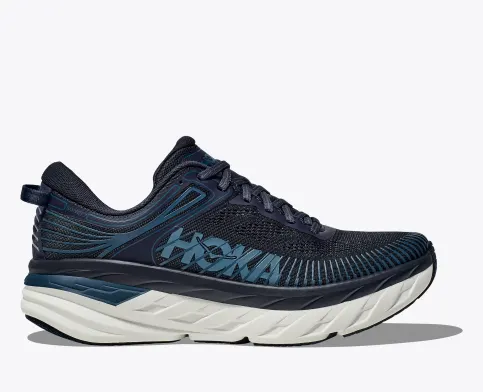 Hoka Men’s Bondi 7 Athletic Shoes-Navy/White **Wide Width**