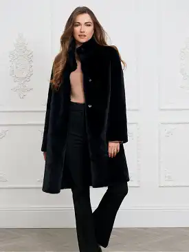 Jackie Recycled Vegan Fur Shearling Coat | Black