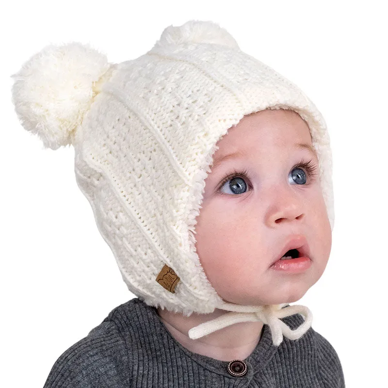 Jan & Jul Cream Bear Earflap Beanie