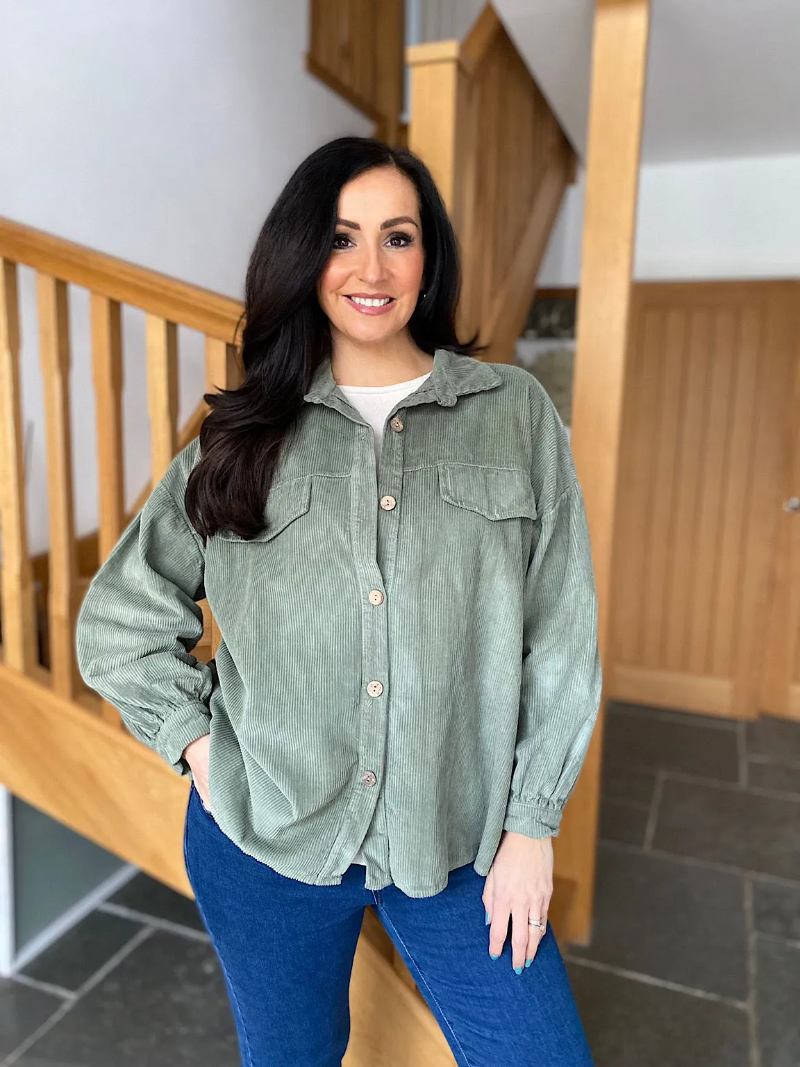 Khaki Corduroy Shirt Bella