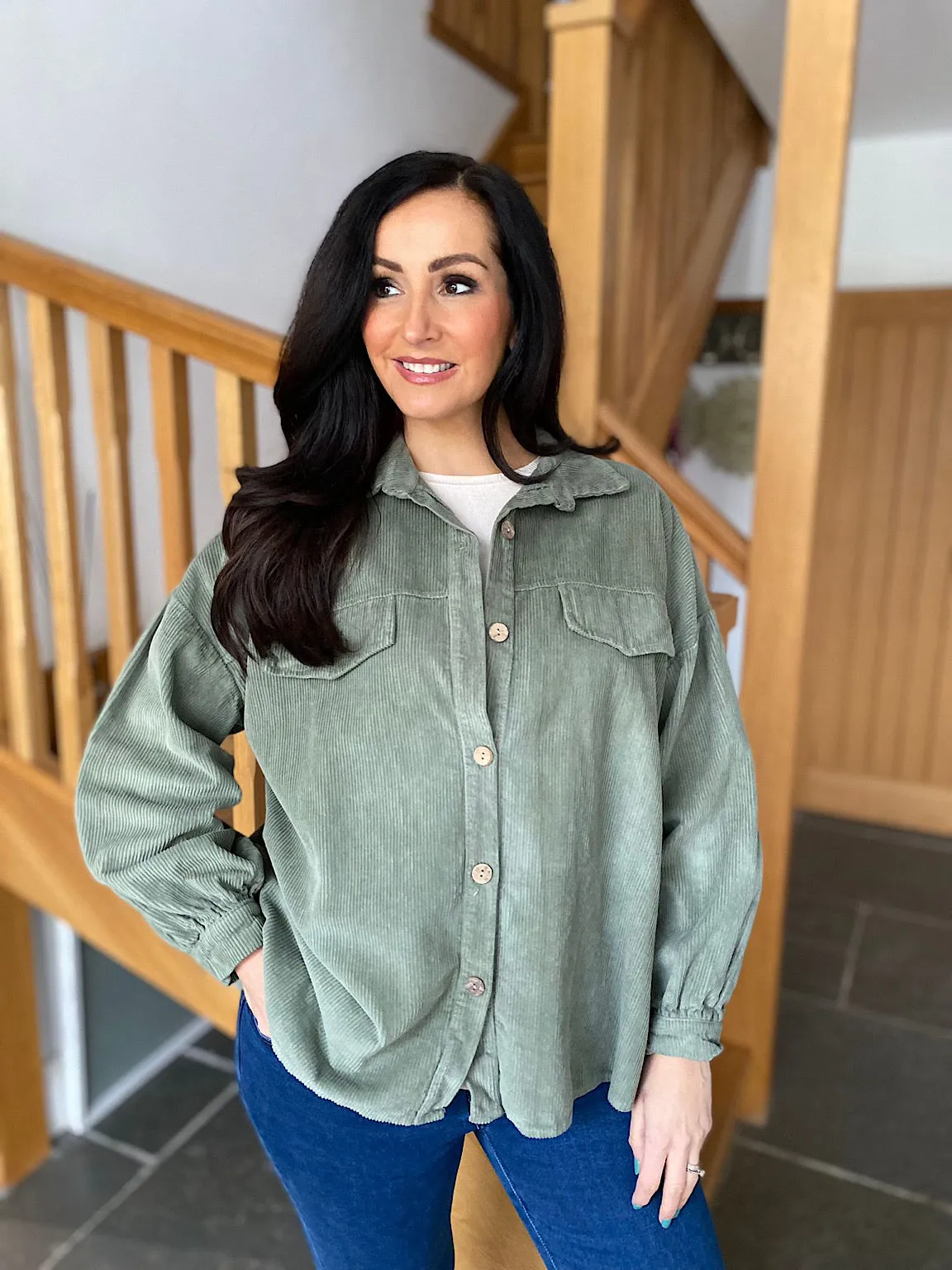 Khaki Corduroy Shirt Bella