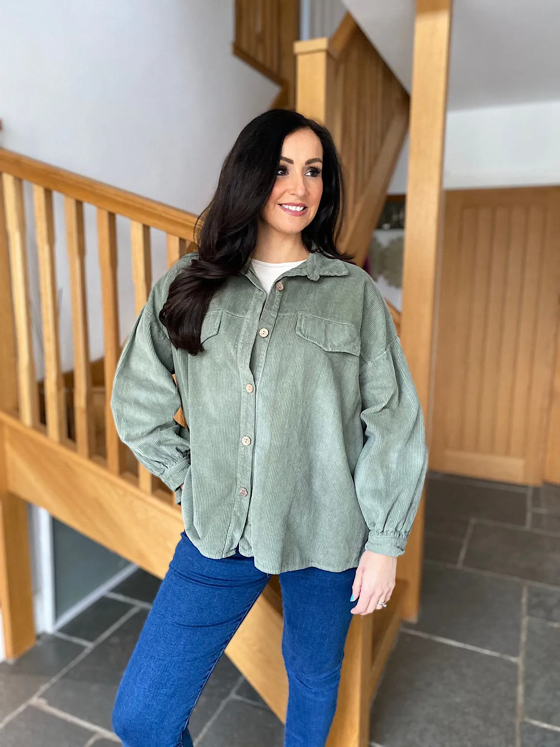 Khaki Corduroy Shirt Bella