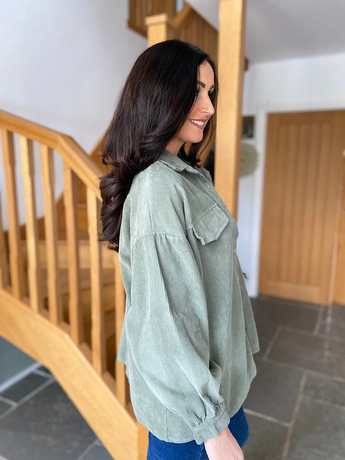 Khaki Corduroy Shirt Bella