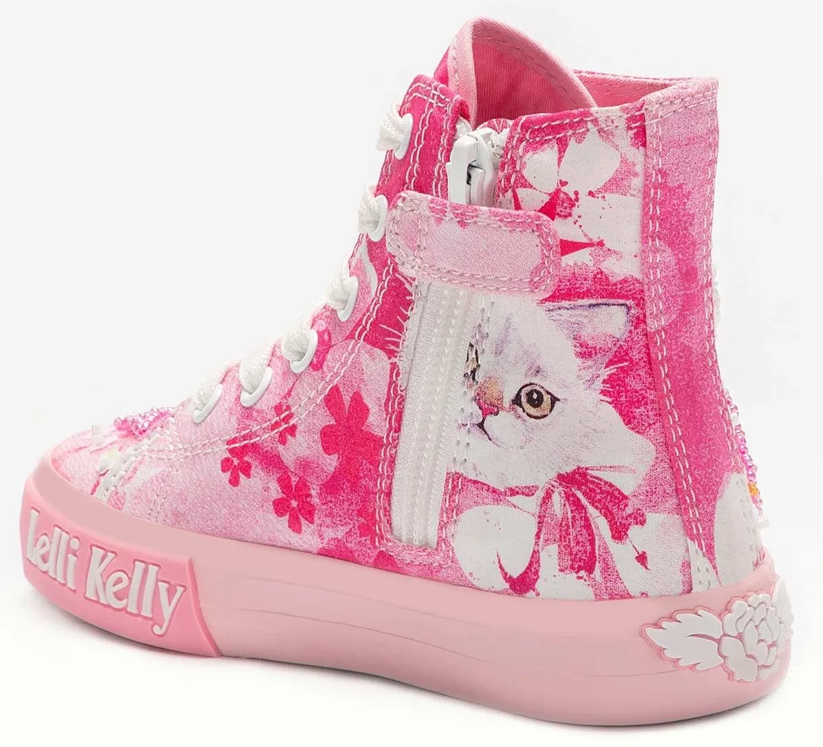 LELLI KELLY LK 1010 CLIO KITTY CANVAS BOOTS HI-TOPS ROSA