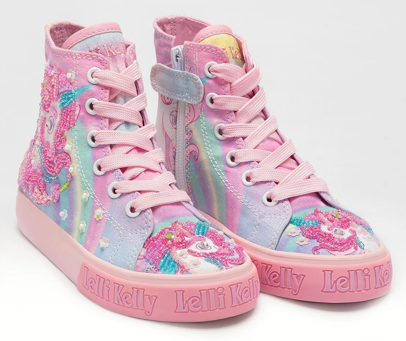 LELLI KELLY LK 3488 UNICORN MID CANVAS BOOTS HI-TOPS MULTI FANTASIA