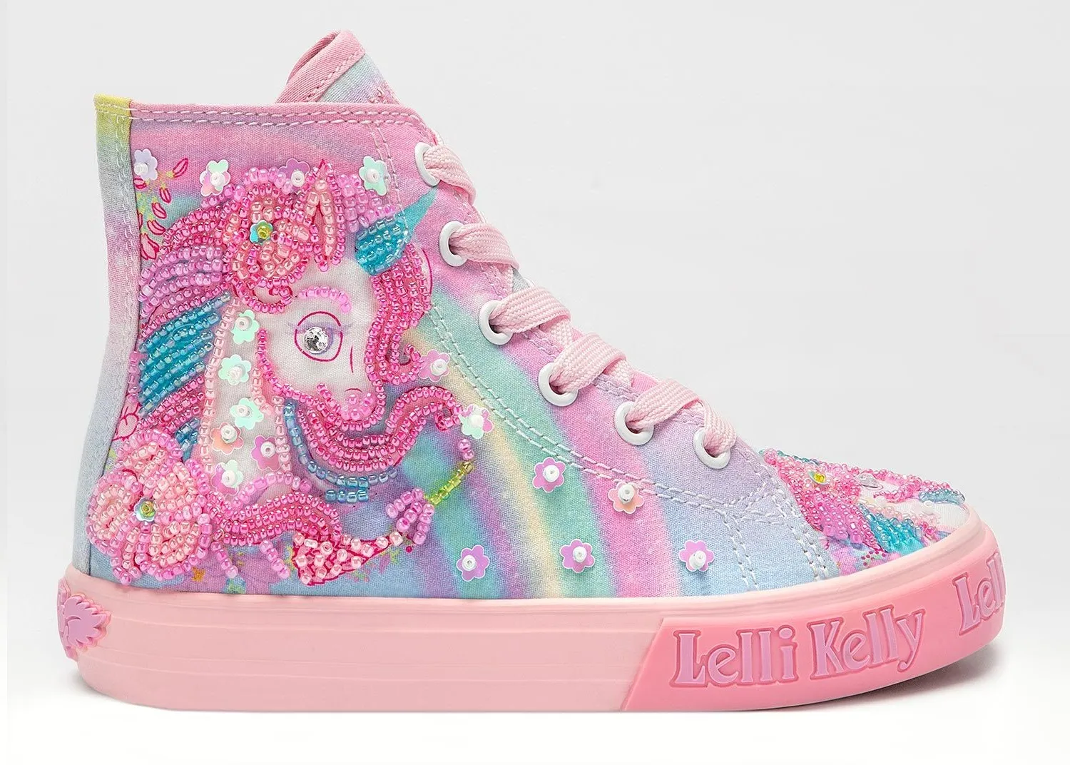 LELLI KELLY LK 3488 UNICORN MID CANVAS BOOTS HI-TOPS MULTI FANTASIA