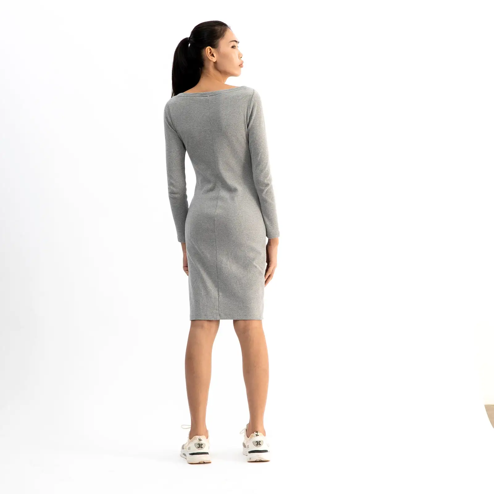 Long Sleeve Midi Dress | Grey Marle