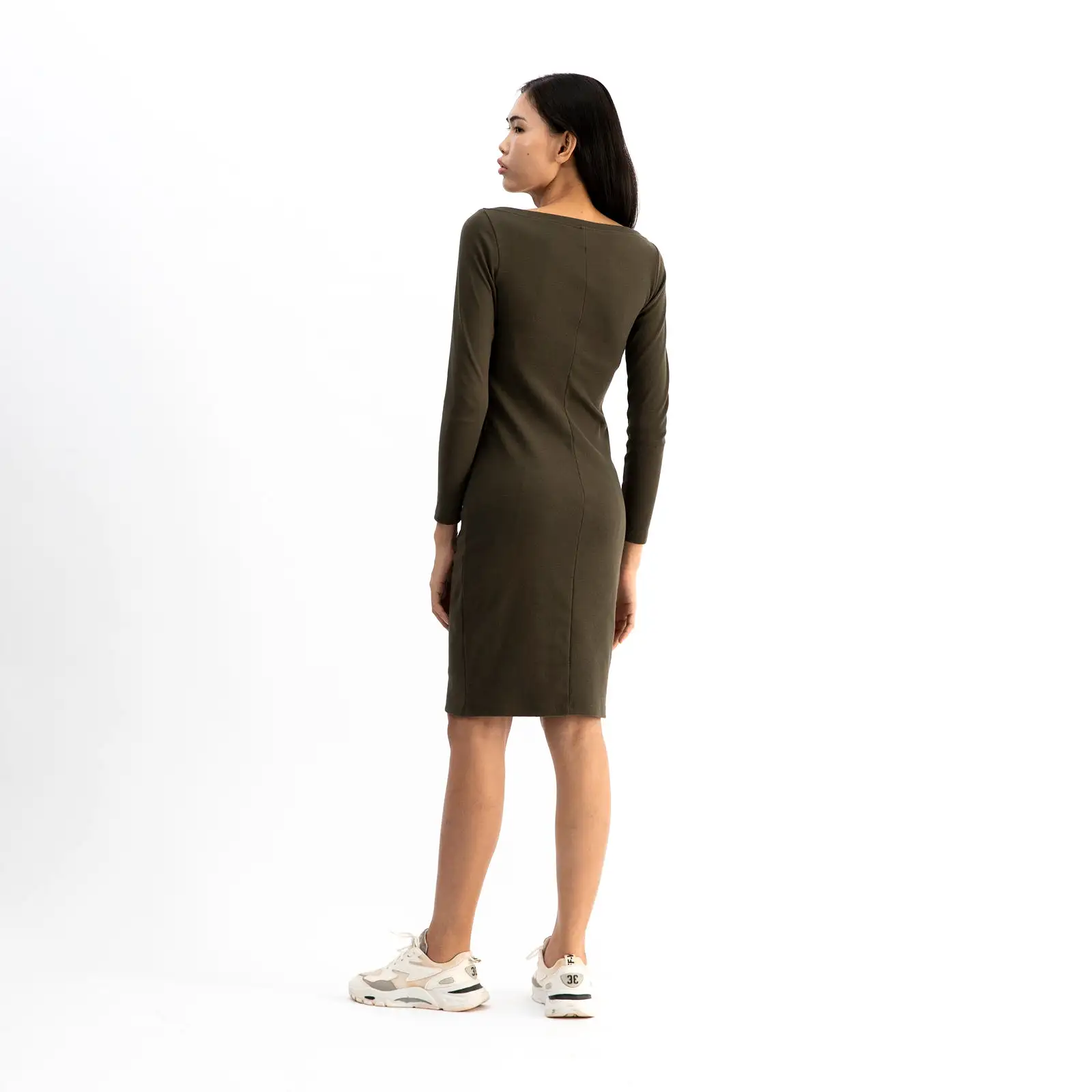 Long Sleeve Midi Dress | Moss Green