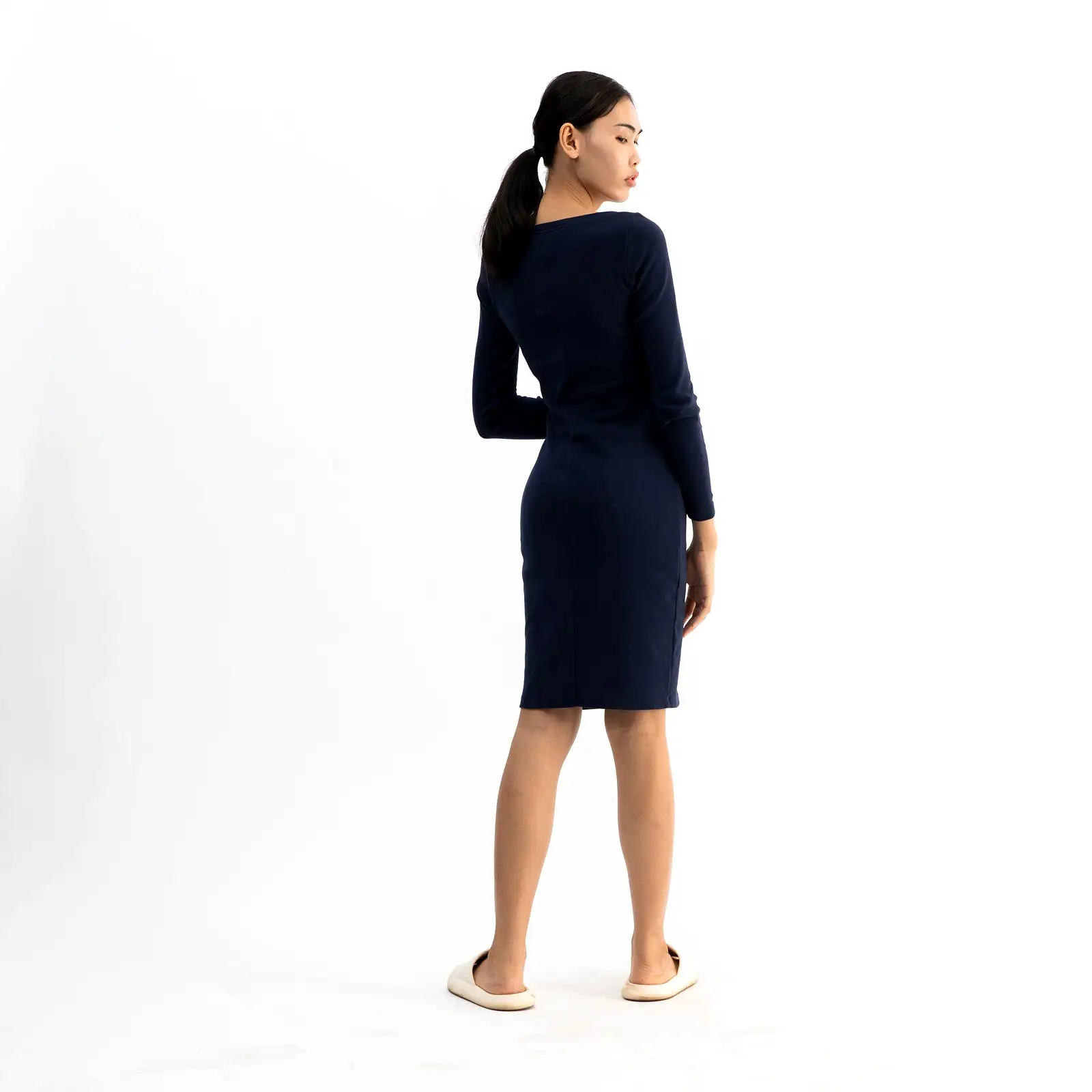 Long Sleeve Midi Dress | Navy