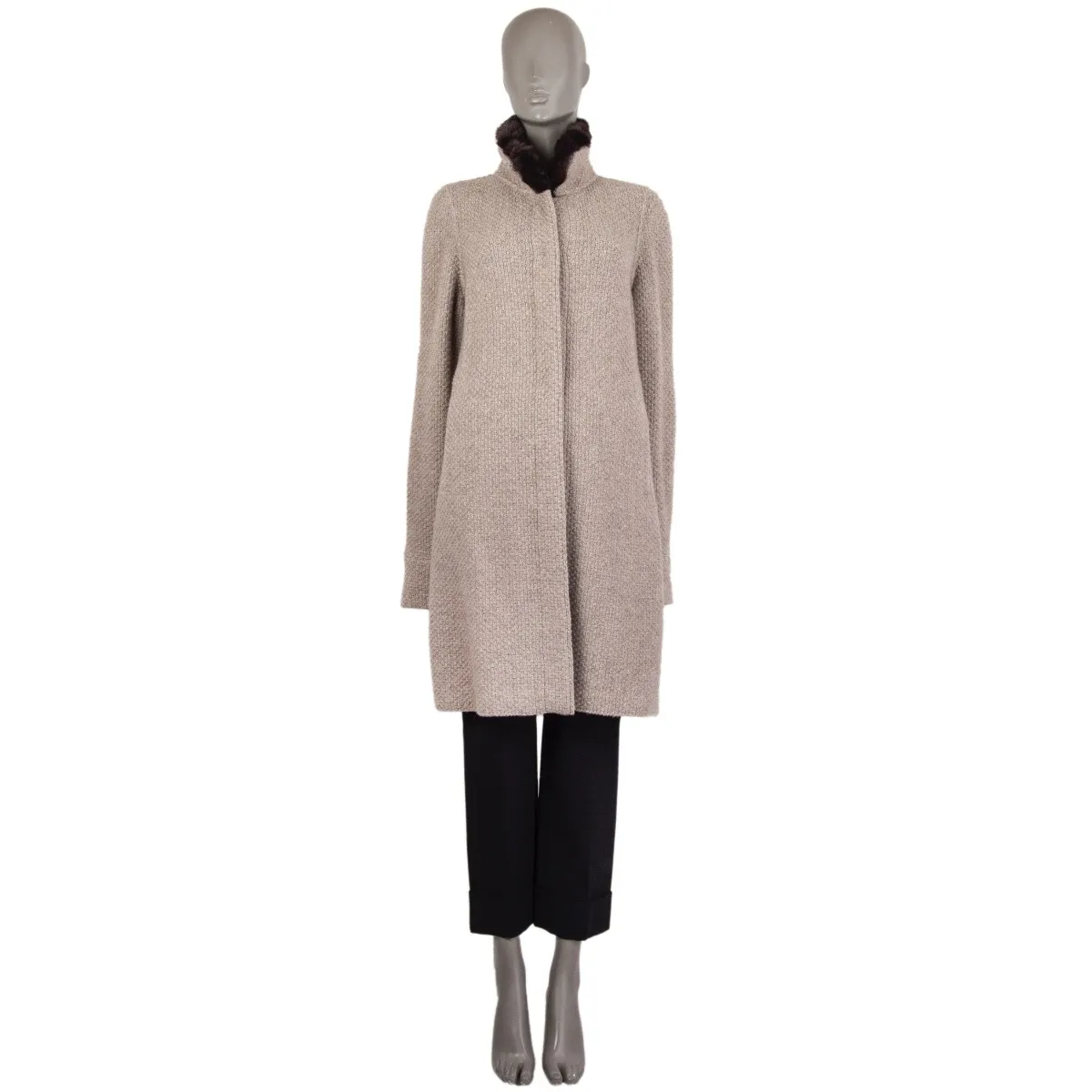 Loro Piana Fur-Collar Boucle Coat