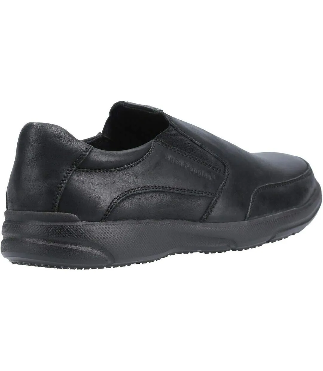 Mens aaron slip on leather shoe black Hush Puppies