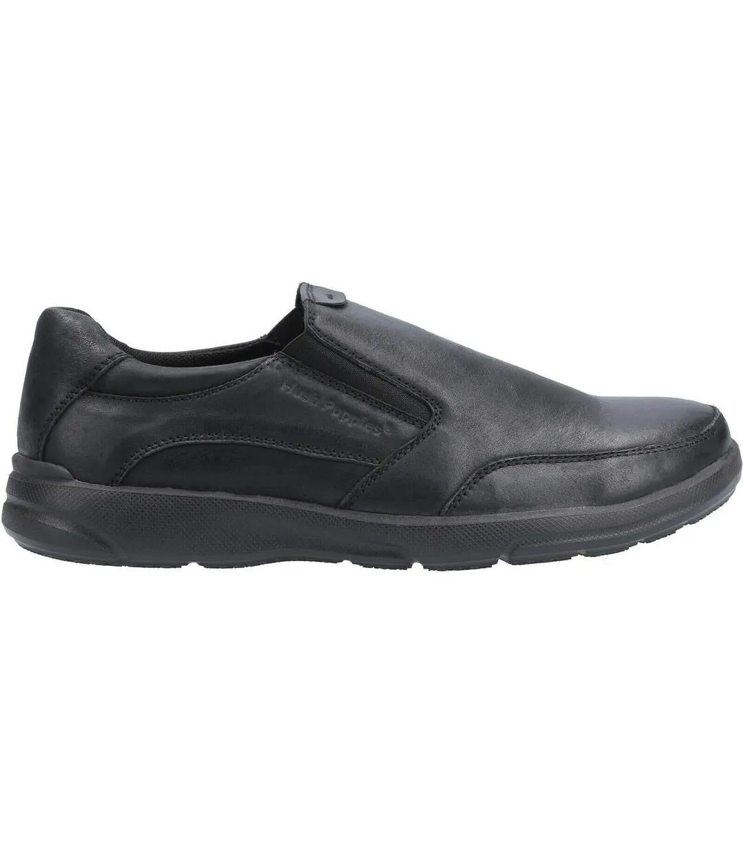 Mens aaron slip on leather shoe black Hush Puppies