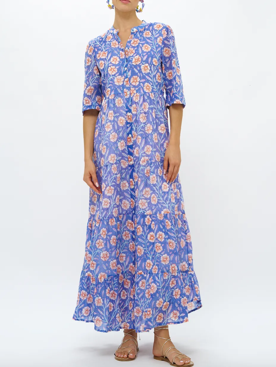 OLIPHANT BUTTON NECK 3/4 SLEEVE MAXI