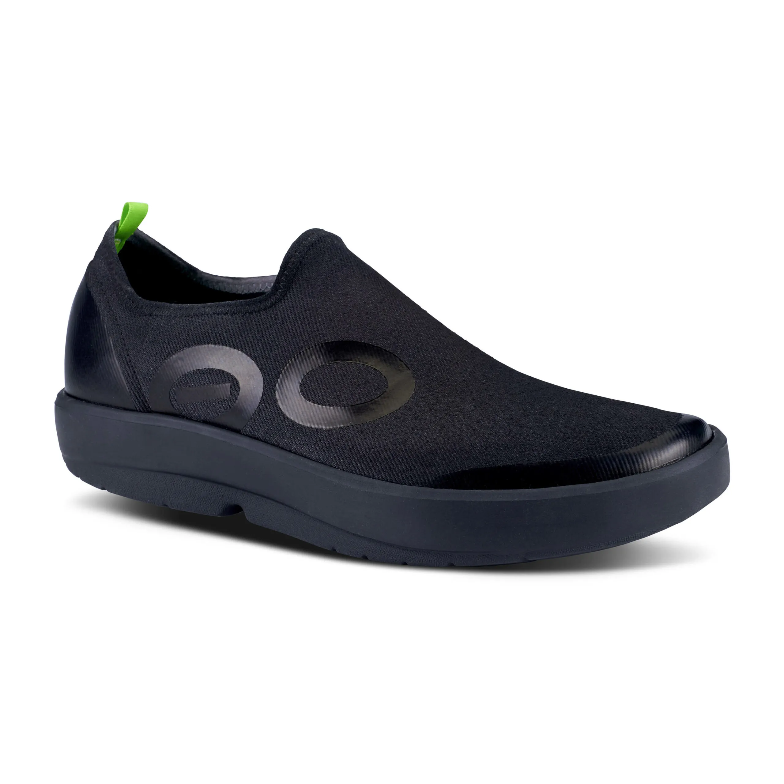 Oofos Mens OOmg eeZee Low Canvas Slip-on Shoe- Black