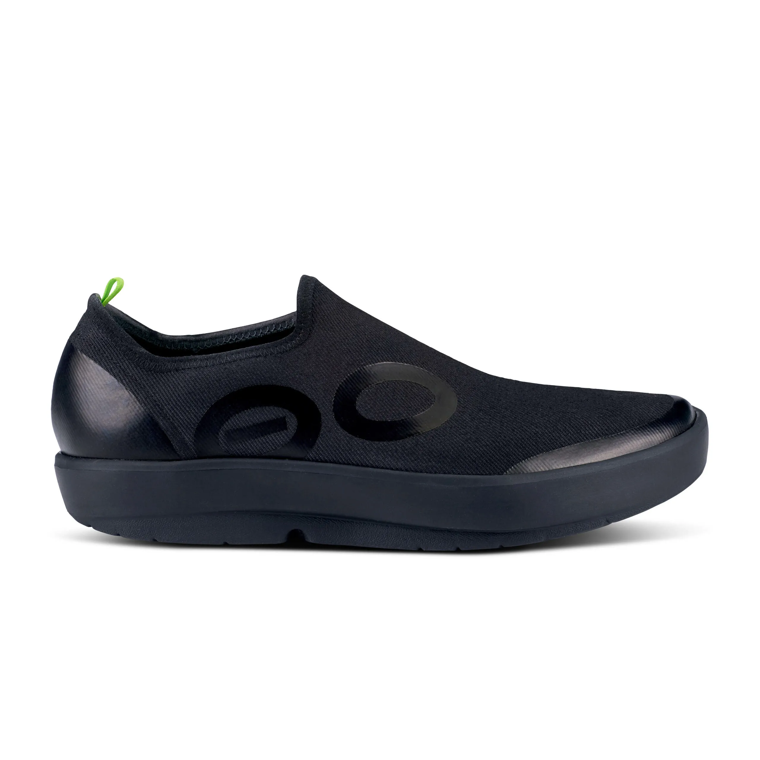 Oofos Mens OOmg eeZee Low Canvas Slip-on Shoe- Black