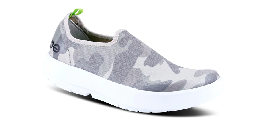 Oofos Womens OOmg eeZee Slip-on Low Shoe-White Green Camo