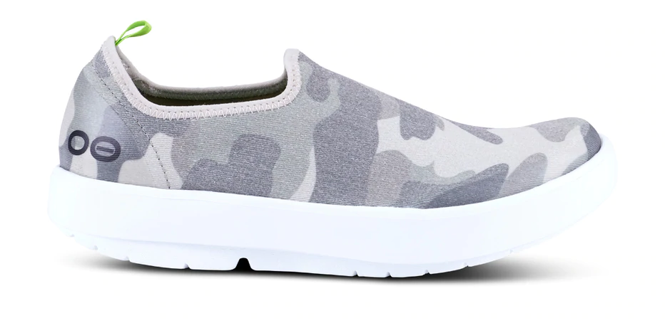 Oofos Womens OOmg eeZee Slip-on Low Shoe-White Green Camo