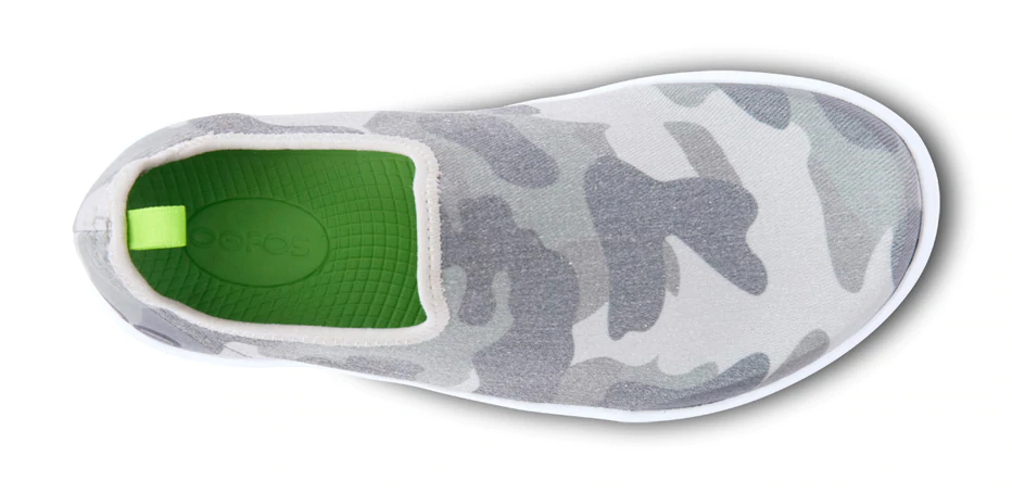 Oofos Womens OOmg eeZee Slip-on Low Shoe-White Green Camo