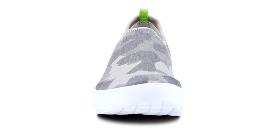 Oofos Womens OOmg eeZee Slip-on Low Shoe-White Green Camo