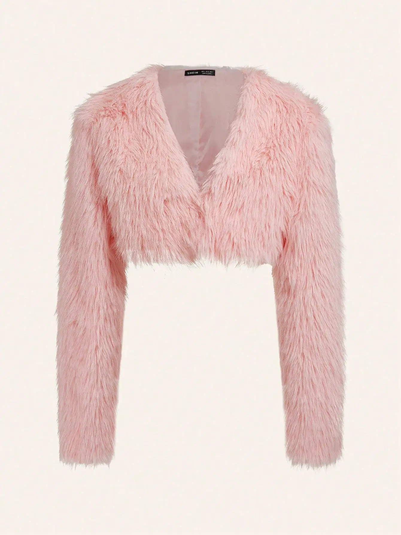 Open Front Fuzzy Crop Coat