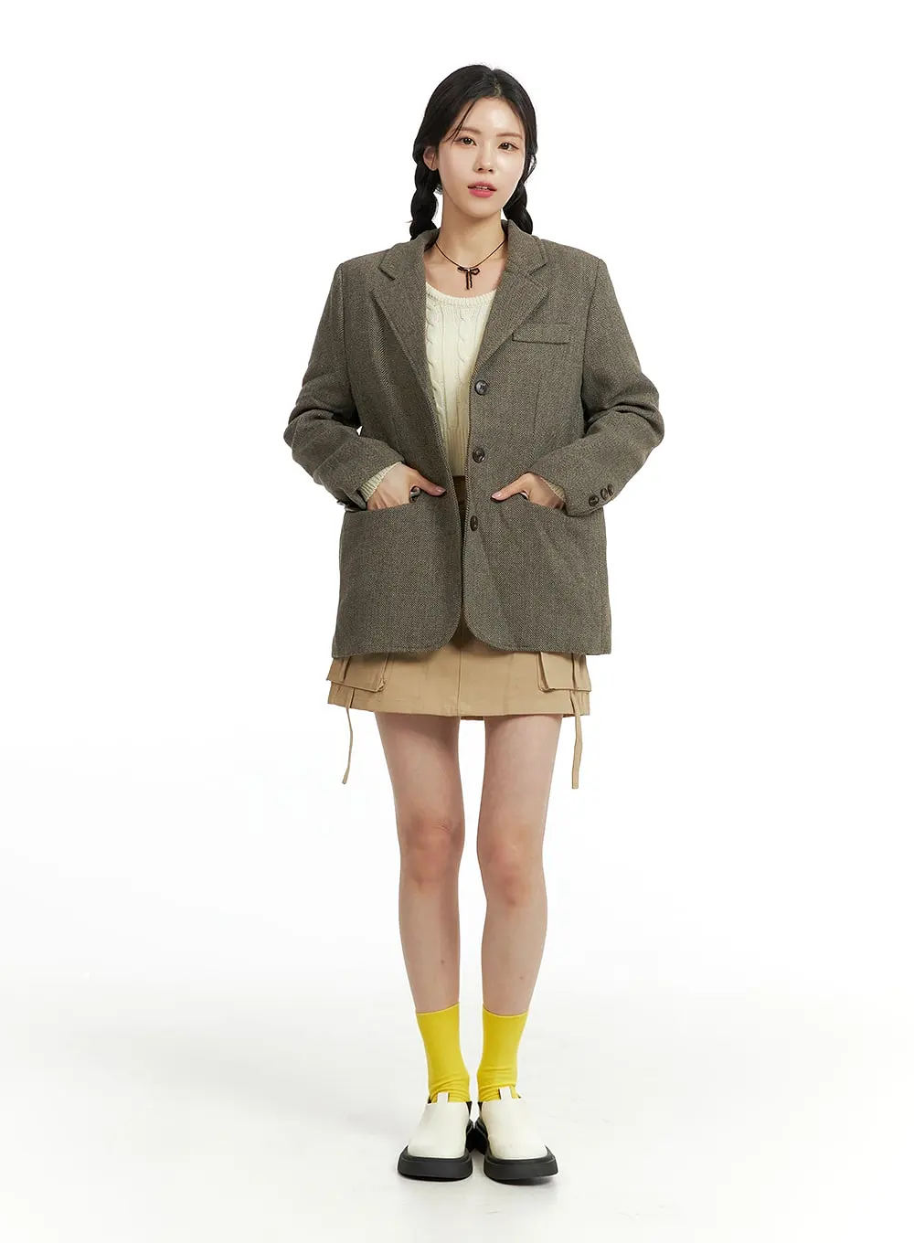 Oversized Buttoned Midi Tailored Jacket OF408