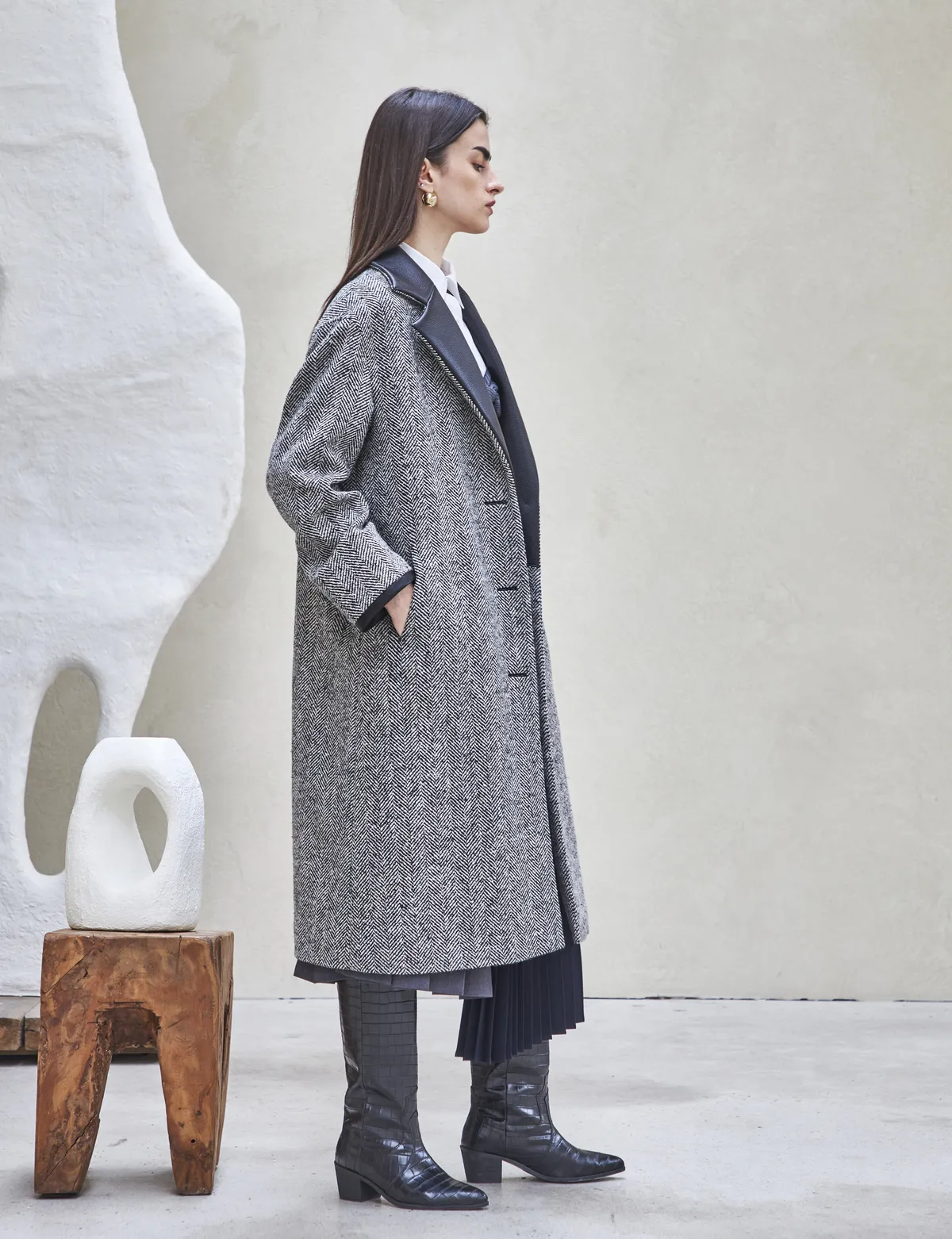 OVERSIZED SINGLE COAT - black